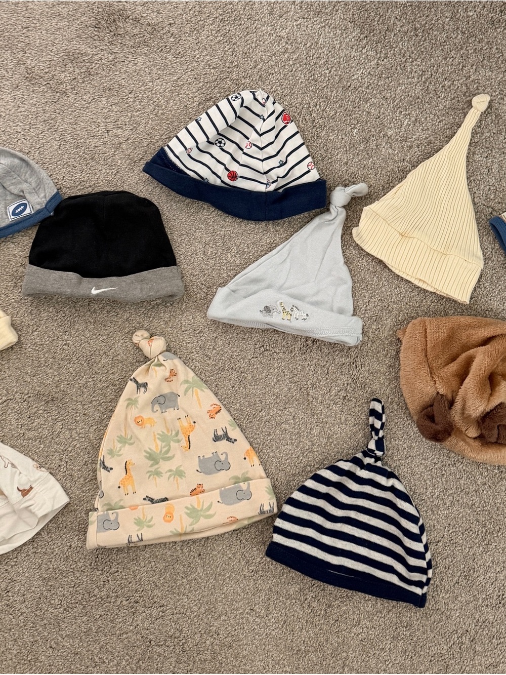 11 Assorted Baby Hats- Newborn to 9M, Nike, Baby Essentials, Chickpea - Picture 1 of 4